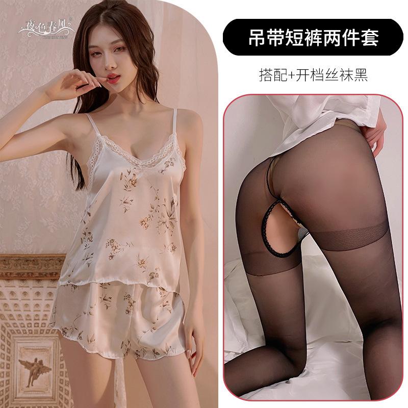 Sexy suspender nightdress pure erotic underwear lace floral uniform clothing erotic underwear