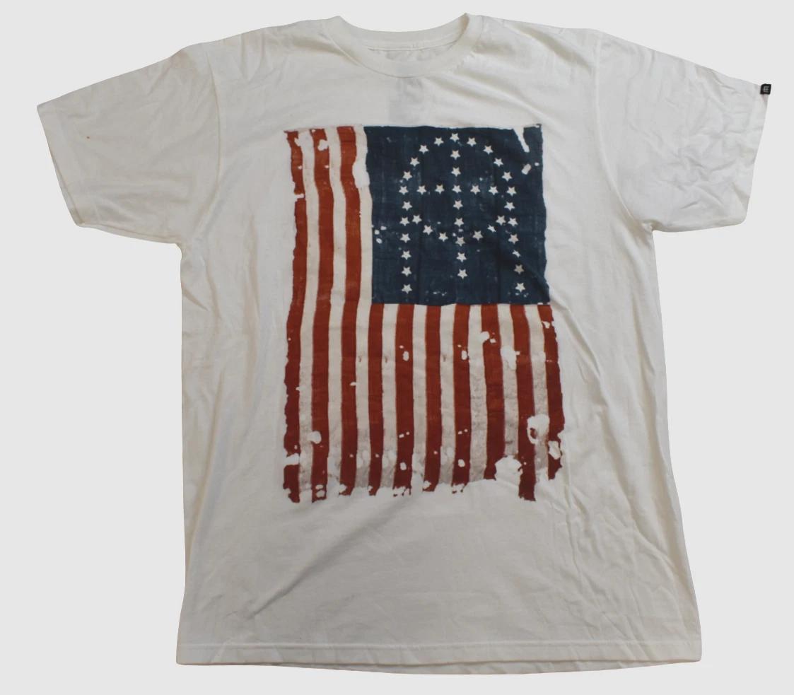 Omit Apparel Mens American Gettysburg Battered Flag White Shirt NWT Large 3XL