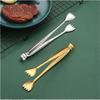 Gold 304 Stainless Steel Food Tongs - Ideal for Steaks, Barbecue, Buffets, Restaurants, Towels, and Ice Cubes.
