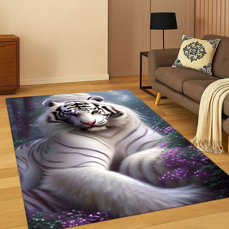 

Tiger Beast Wildlife Cartoon Carpet Rug for Bedroom Living Room Sofa Playroom Doormat Home Decor,Kid Game Area Rug Non-slip 40cm x 60cm