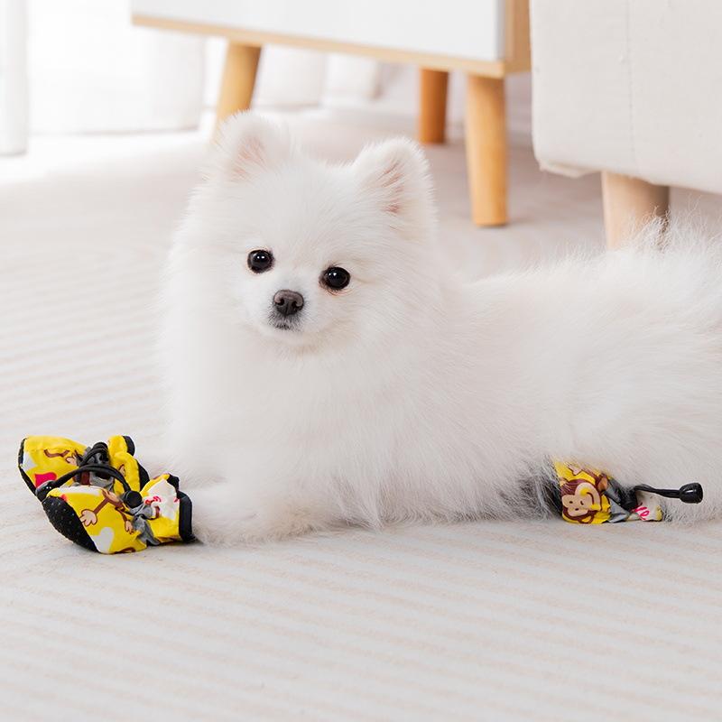 Pet Dog Soft Sole Breathable Monkey Print Shoes Teddy Pomeranian Poodle Bichon Soft Sole Boots Dog Foot Covers Pet Shoes