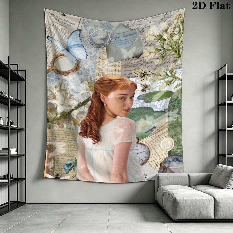 Bridgerton Wall Tapestry Aesthetic Wall Hanging Printed Fabric Blanket Decorative Tapestries for Bedroom Living Room Home Decor