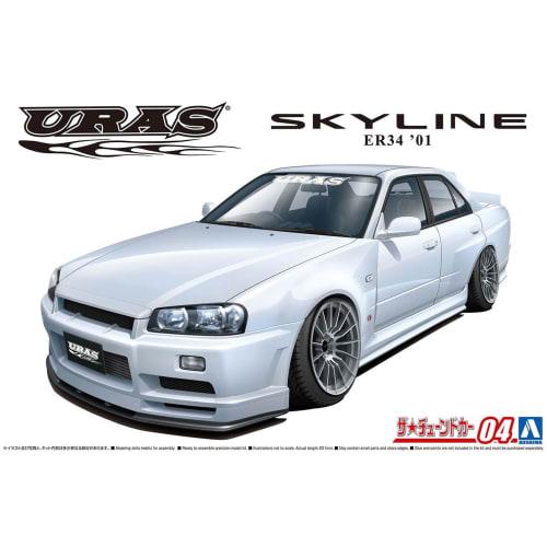 Aoshima Bunka Kyozai (AOSHIMA) 1/24 The Tuned Car Series No. 04 Nissan URAS ER34 Skyline TYPE-R 2001 Plastic Model