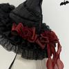 Dark Witch Costume Hat for Women Halloween Party Essential with Adjustable Chinstrap For Holiday Celebration Parites