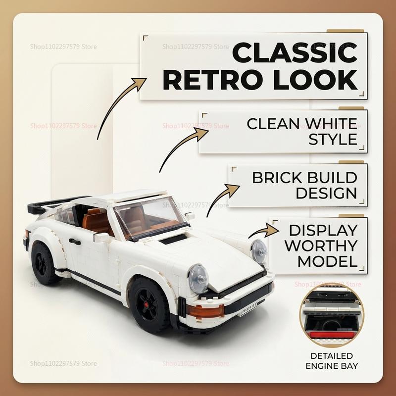 1458PCS Retro Car Building Blocks Set 2in1 Race Car Classic Car STEM Toy for Kids Teens Adults Creative DIY Gift for Christmas