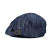 Fashion Cotton Jacquard Denim Beret British Vintage Versatile Forward-Facing Cap Striped Duckbill Cap Men's Trendy