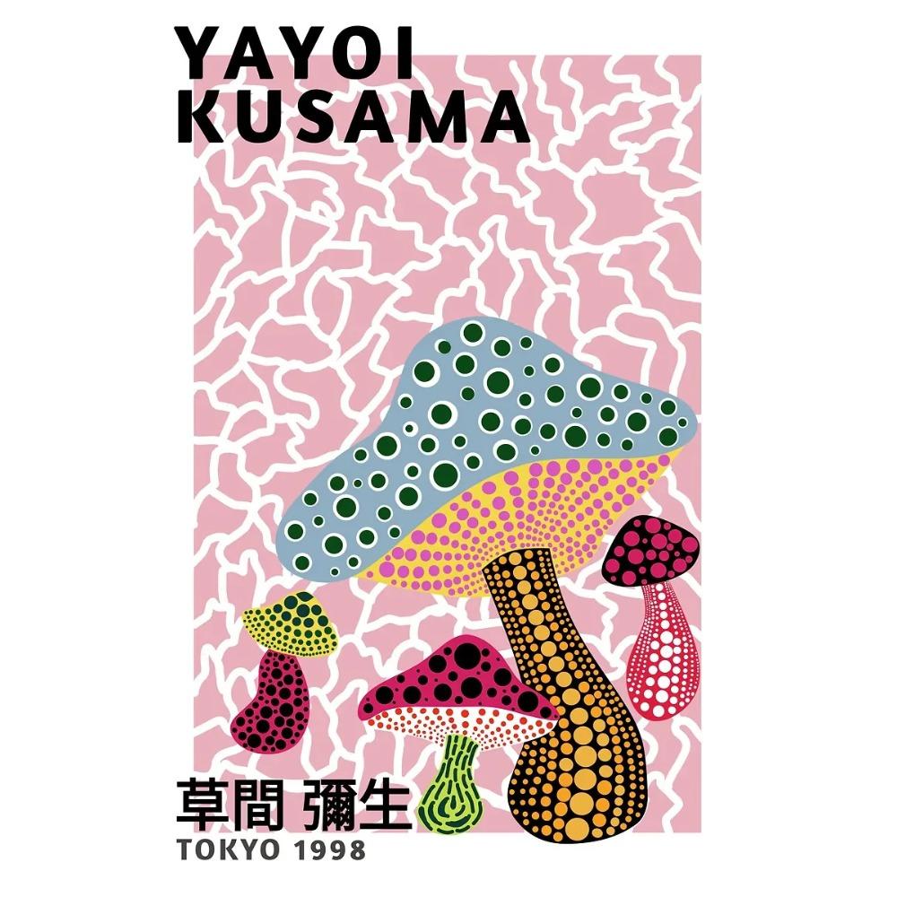 Japanese Famous Artist Yayoi Kusama Polka Dot Poster Exhibition Abstract Prints Canvas Painting Wall Art Picture Home Room Decor