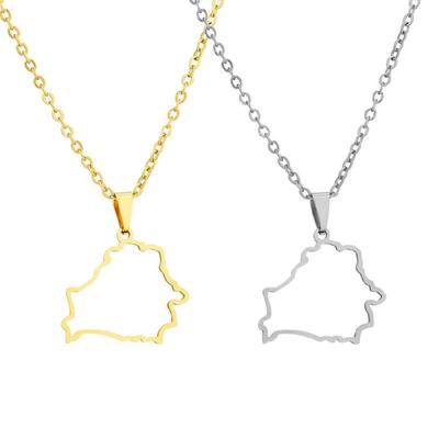 Stainless Steel Belorussia Map Pendant Necklace Belorussia Jewelry With Chain
