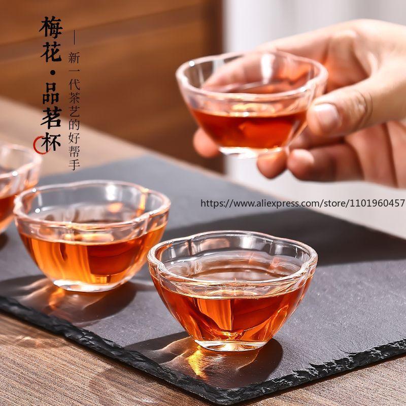 10 Plum Blossom Cups Water Cups Handmade Transparent Home Creative Master Cups Thickened Japanese Heat Resistant