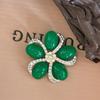 Green Flower Brooch - High-end and Luxurious Accessory for Women, with Anti-glare Function and A Waist-closing Buckle.