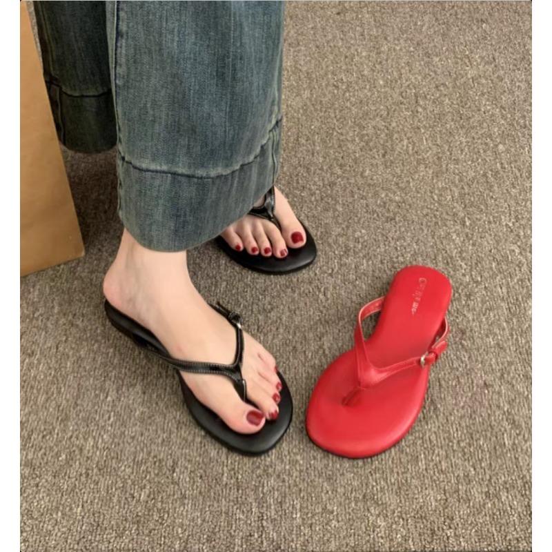 Fashion RED Gladiator Summer Clip Toe Slippers Women Summer Beach Flip Flop Outdoor Ladies Beach Vacation Outdoor Dress Slides Size35-42