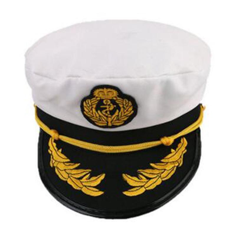 Yacht Captain Hat Adjustable Decorative White Hat Skipper Adult Unisex Event & Party Fancy Dress Supplies Sailor Captain Costume