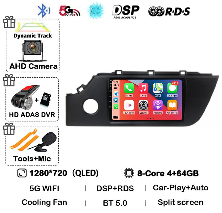 Android 14 Carplay Auto Car Radio For KIA RIO 4 X-line 2020 2021 2022 GPS Navigation Multimedia Video Player Audio 2 DIN DVD DSP