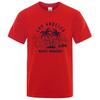 Camiseta de algodão gola redonda maskulina, topy de verão, roupas respiráveis, Los Angeles California Beach Paradise Fashion