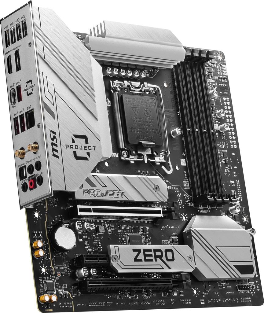 MSI B760M PROJECT ZERO Back Connect Design Intel Core-Prozessor der 13. und 12. Generation, kompatibles LGA1700 DDR5-Motherboard MB6489 14., Micro-ATX