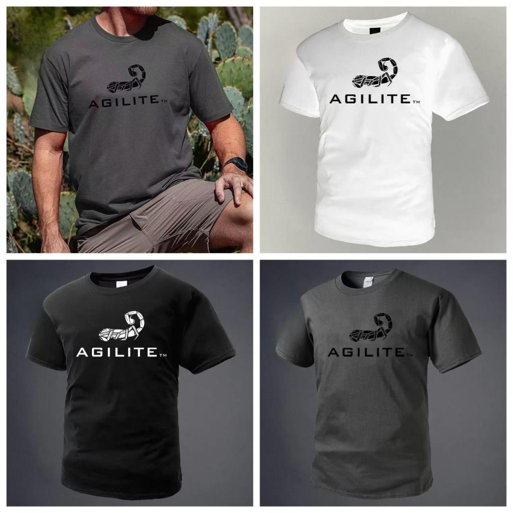 AGILITE T-Shirt Herren Rundhals Reine Baumwolle T-Shirt Kurzarm T-Shirt Übergröße Kleidung Fitnesskleidung Herrenbekleidung