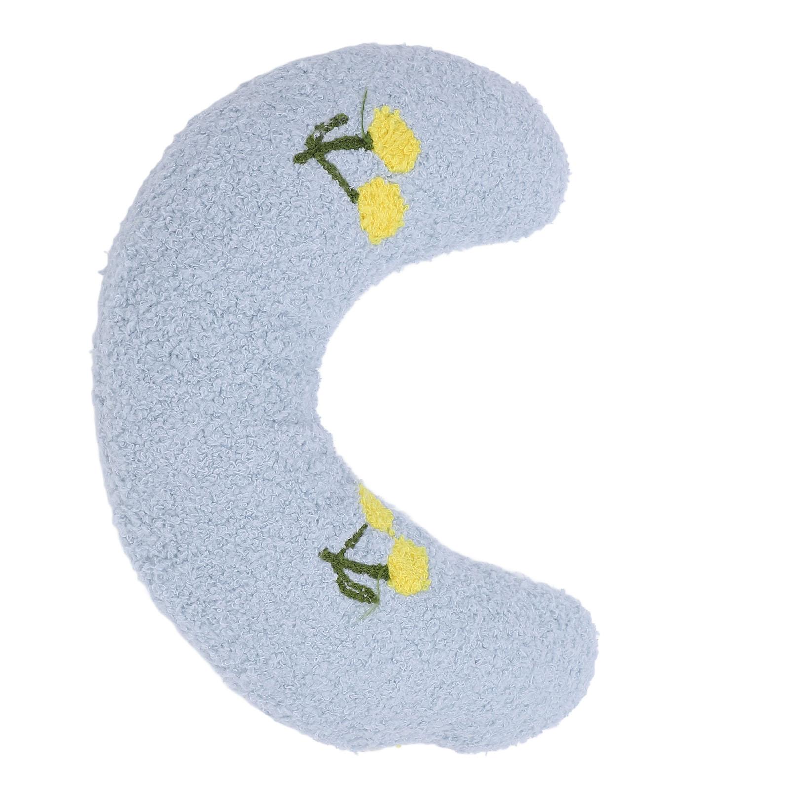 

Pet U Shaped Pillow Comfortable Plush Fluffy Half Donut Dog Neck Pillow for Home Blue+Cherry Pattern