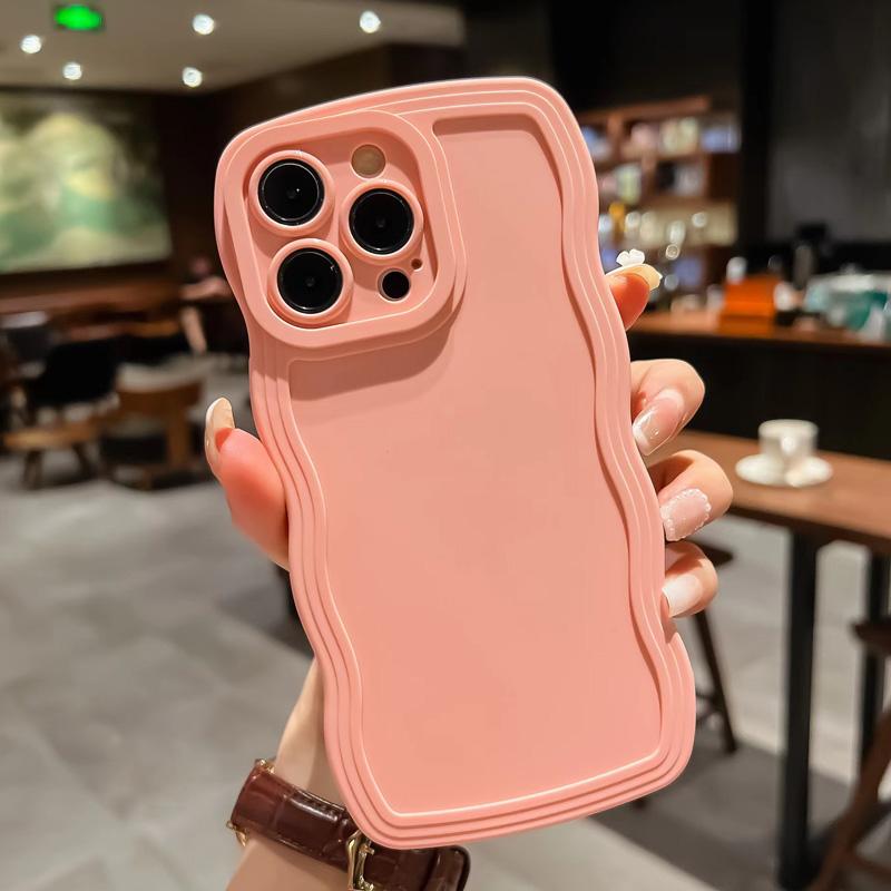 Wave Edge Solid Colo Phone Case For IPhone 16 15 14 Pro Max 13 12 11 Xr Xs 7 8 Plus SE2/SE3 TPU Soft Back Cover