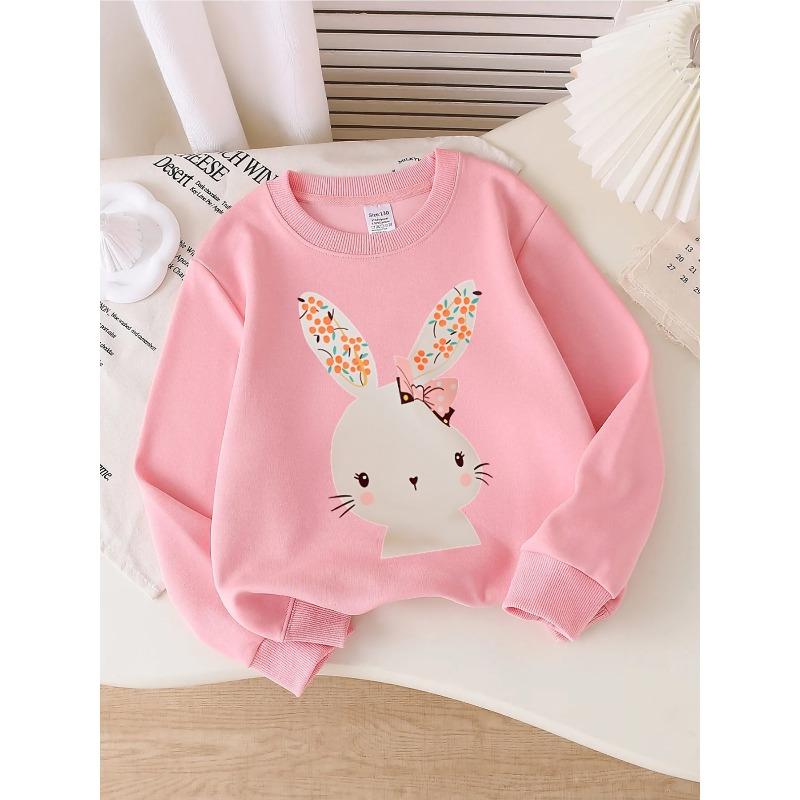 European sizes Kids' Crewneck Sweatshirt | Cute Bunny with Cherry Ears and Bow, , Sportswear and Casual Wear, Soft and Comfortable, Clothing