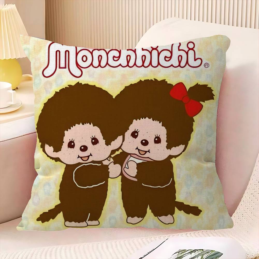 Japanese Cute Doll MMonchhichiS Personalized Pillow Cover Kids Bedroom Wild Party Decor Pillowcase Kid Birthday Shower Gift