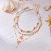 Bohemian Handgefertigter Seestern Sonne Anhänger Halskette für Damen Sommer Muschel Imitation Perle Reiskorn Perlen Choker Strandurlaub Schmuck