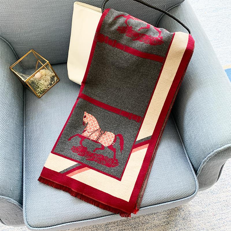 Autumn And Winter Warm Imitation Cashmere Scarf Women'S Versatile Thickened Scarf Carriage Pattern Shawl