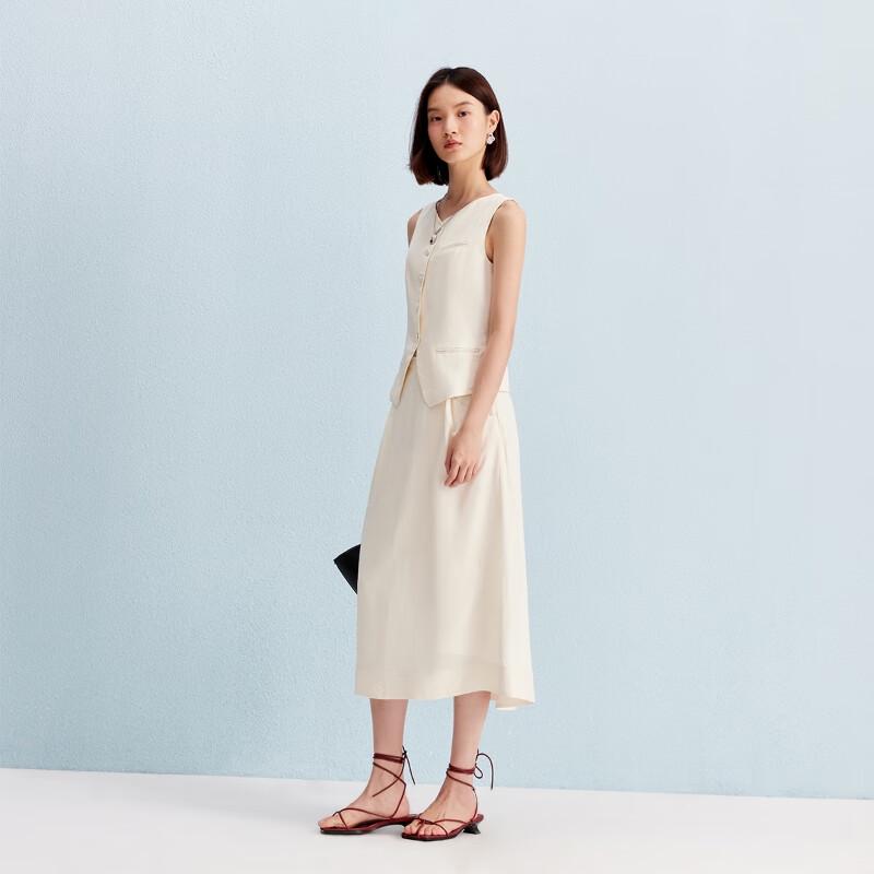 Veromoda Linen Blend A-line Midi Skirt