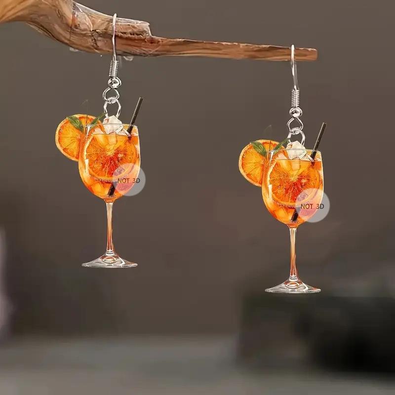 Festive Wine Glass Acrylic Earrings: Christmas & Valentine's Day Decorations