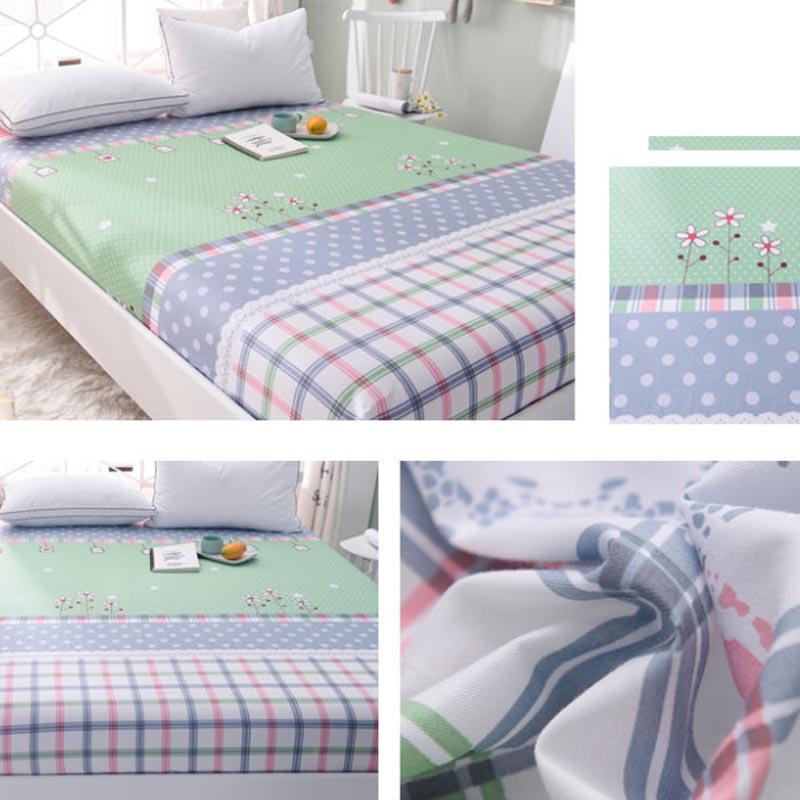 Beds Three-piece Cotton Pillow Bag Cover 1.5 Meters 1.8 Bed Seat Meng Si Dust Bed Cover Built-in Diamond Plaid Fresh Pastoral