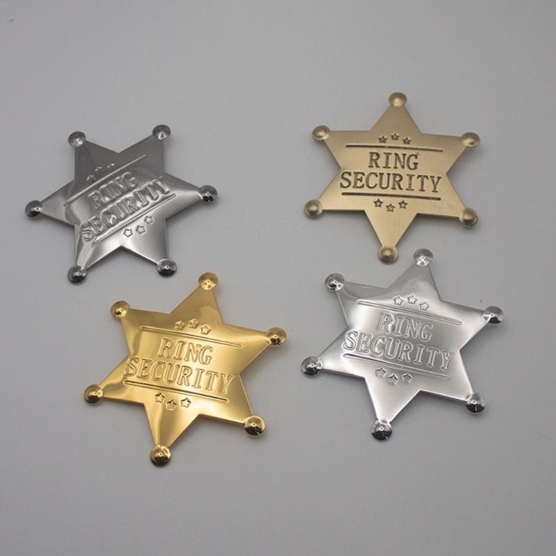 Hexagonal Star Badge Rings Security Badge Pin Decorations Rings Bearer Badge Gift Wedding Accessories for Boys