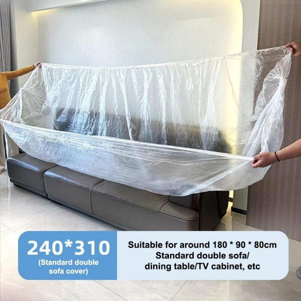 

1PC Transparent Disposable Bed Dust Cover Waterproof Thick Plastic Furniture Protection Easy Application Elastic Edges