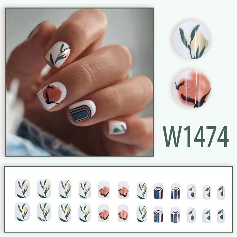 Gradient Gold Sand Goose False Nail Tips: Gentle Sweet Fashionable Wearable Nails