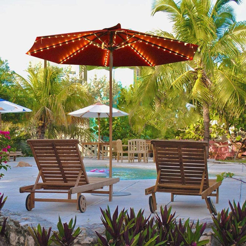 Dış Mekan Veranda Şemsiyesi Işık Zincirleri Uzaktan Kumandalı LED Şemsiye Lambası ve 10 Kablo Bağı