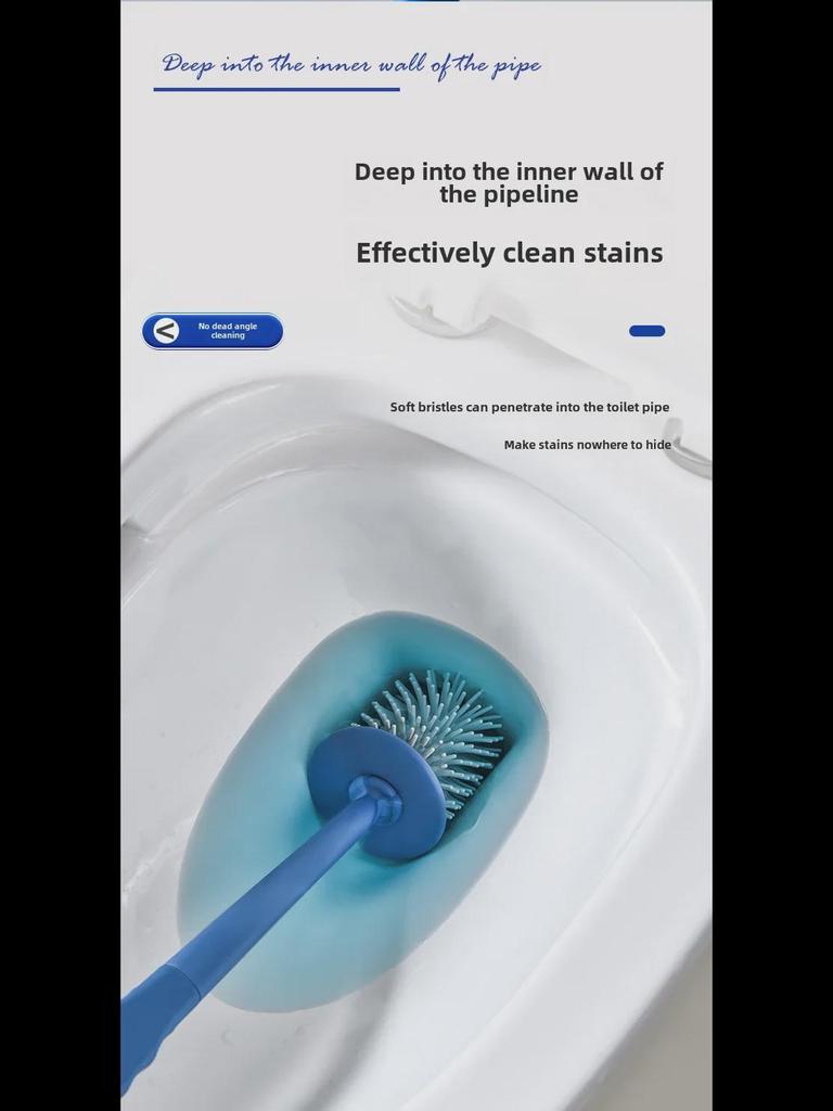 Pin Tu Long Handle Wall-Mounted Toilet Brush Set - No Dead Angle Bathroom & Gap Cleaning Brush