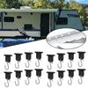 Piping Strip Hooks RV Awning Hooks 16PCS 16x ABS+Metal Black Camping Piping Rail Hook For Camping Tent Reusable