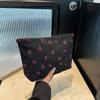 Strawberry Printed Corduroy Cosmetic Bag, Fashionable Toiletry Pouch for Women Travel, Gym, Vacation Organizer with Secure Zipper