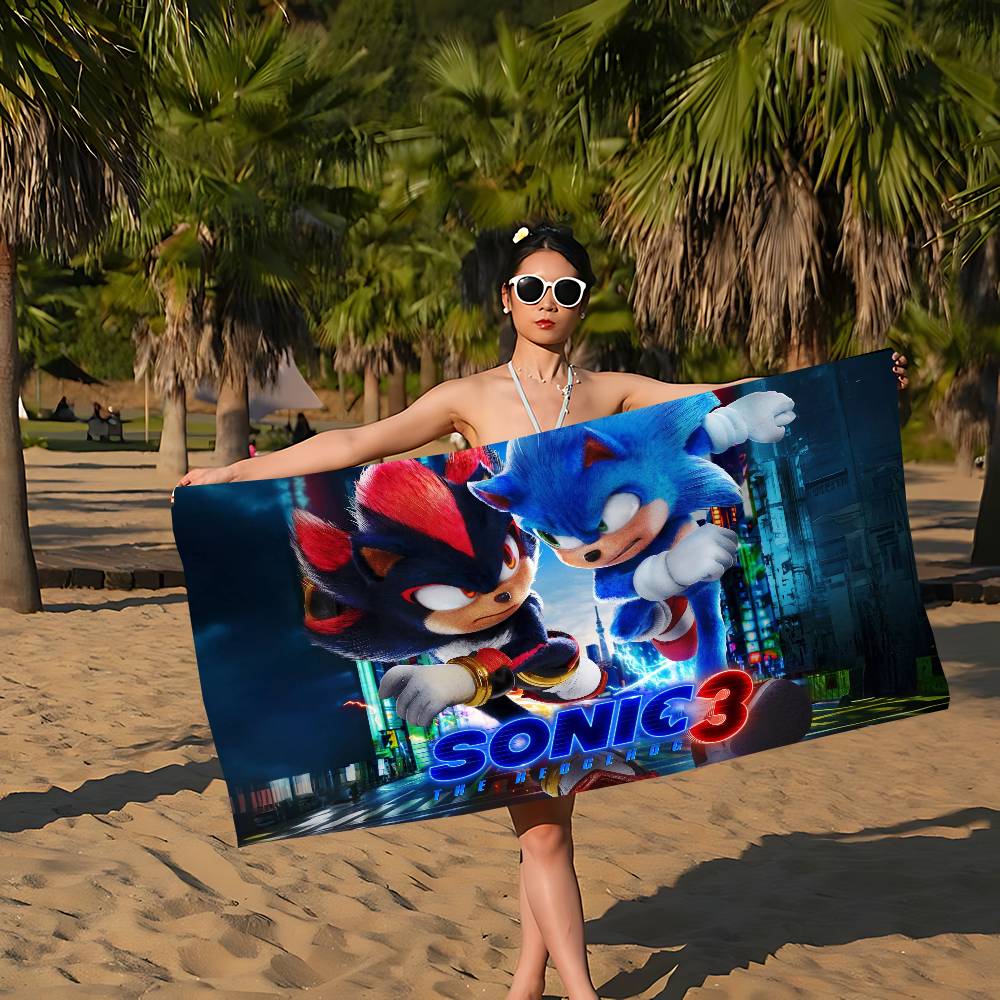 S-Sonic the Hedgehog Cartoon Microfiber Beach Towel Absorbent Quick dry Soft Yoga Swimming Resort Mountain Climbing Towel