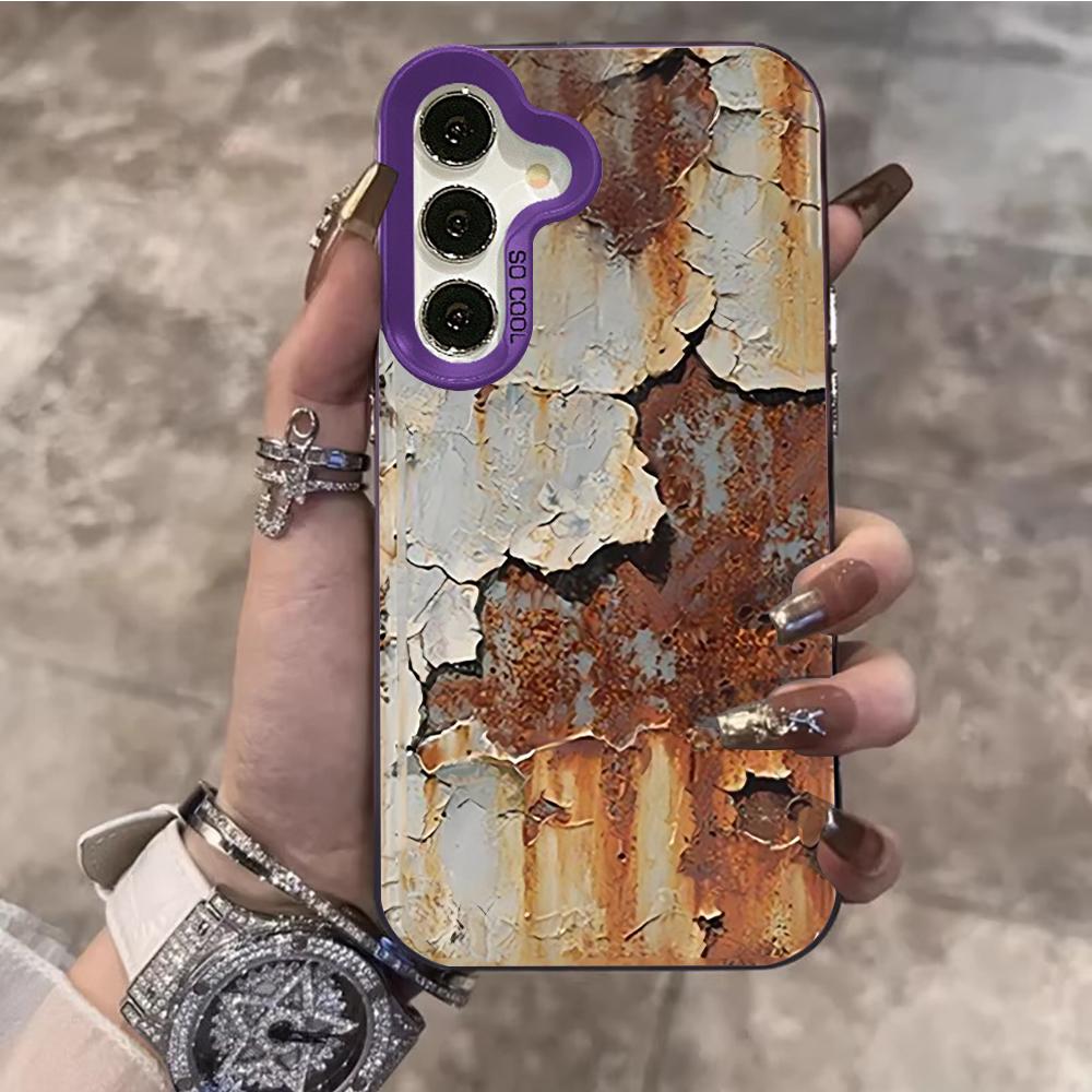 Peeling Paint Rust Print Phone Case For Samsung Galaxy S26 Ultra S25 S24 S23 S22 PLUS FE A56 A55 A54 A53 IMD Shockproof Cover