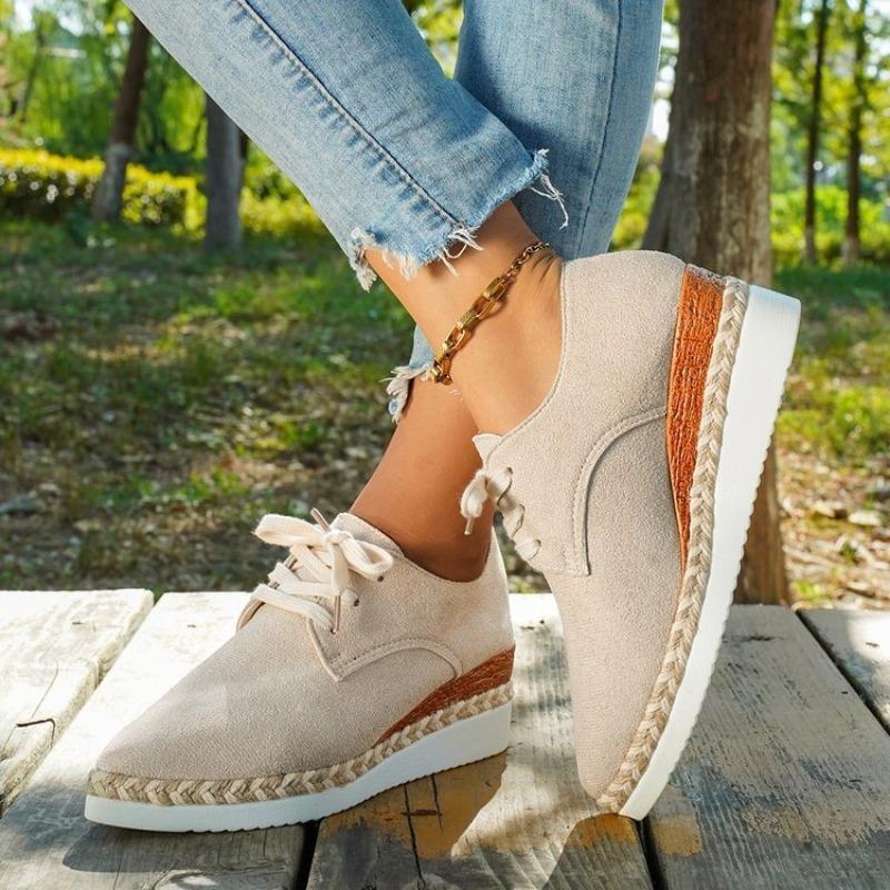 Spring and Autumn Suede Solid Color Women's Shoes with One Foot, Casual Style, Pointed Head, Wedge Heel, Platform Single Shoes, Large Size.