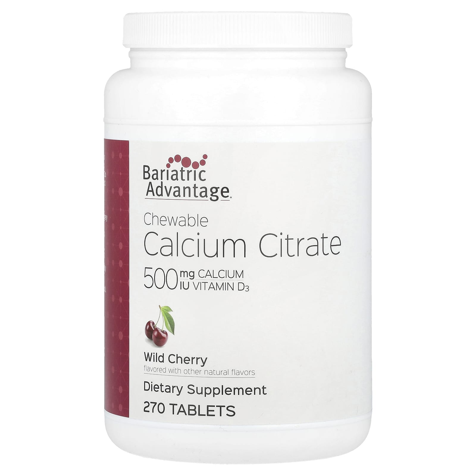 

Chewable Calcium Citrate, Wild Cherry Flavor, 270 Tablets