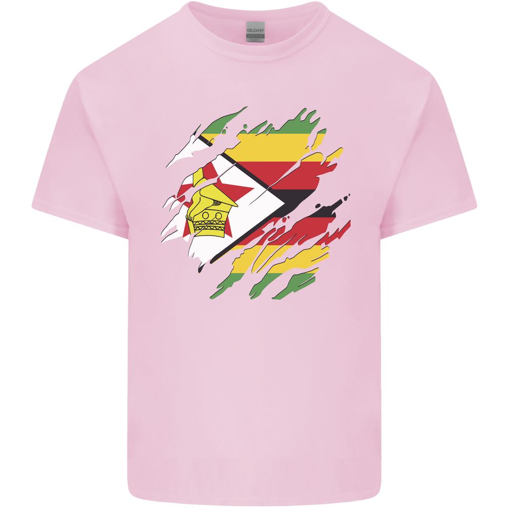 Torn Zimbabwe Flag Zimbabwean Day Football Unisexs Light Cotton TShirt
