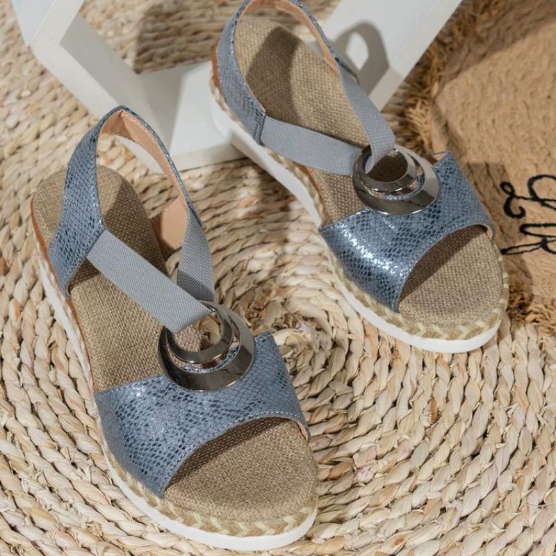 Fashion Leopard Print Women's Sandals 2026 Metal Decoration Wedges Sandalias Mujer Lightweight Non-Slip Gladiator Shoes Women