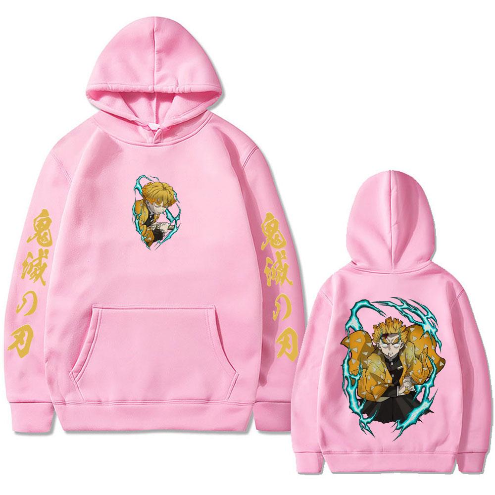 Anime Demon Slayer Agatsuma Zenitsu Graphic Hoodie Men Women Clothing Cartoon Oversized Sweatshirt Men's Hoodies