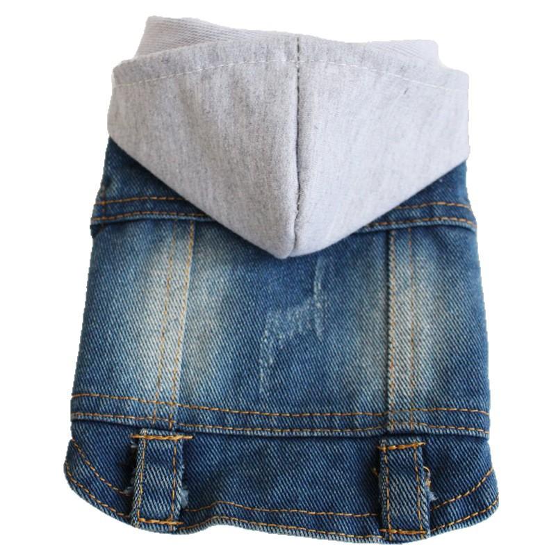 Personalized pet cat small puppy dog clothes denim vest hooded jacket spring and autumn winter