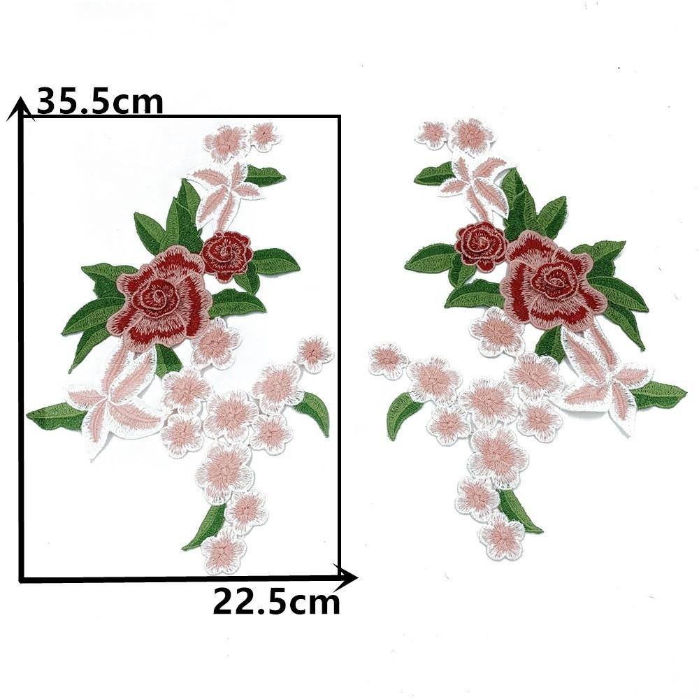 

1Pair Polyester Fiber Embroidery Flower Patch DIY Handmade Clothing Accessories Embroidery Floral Applique Sew On Patch Hat