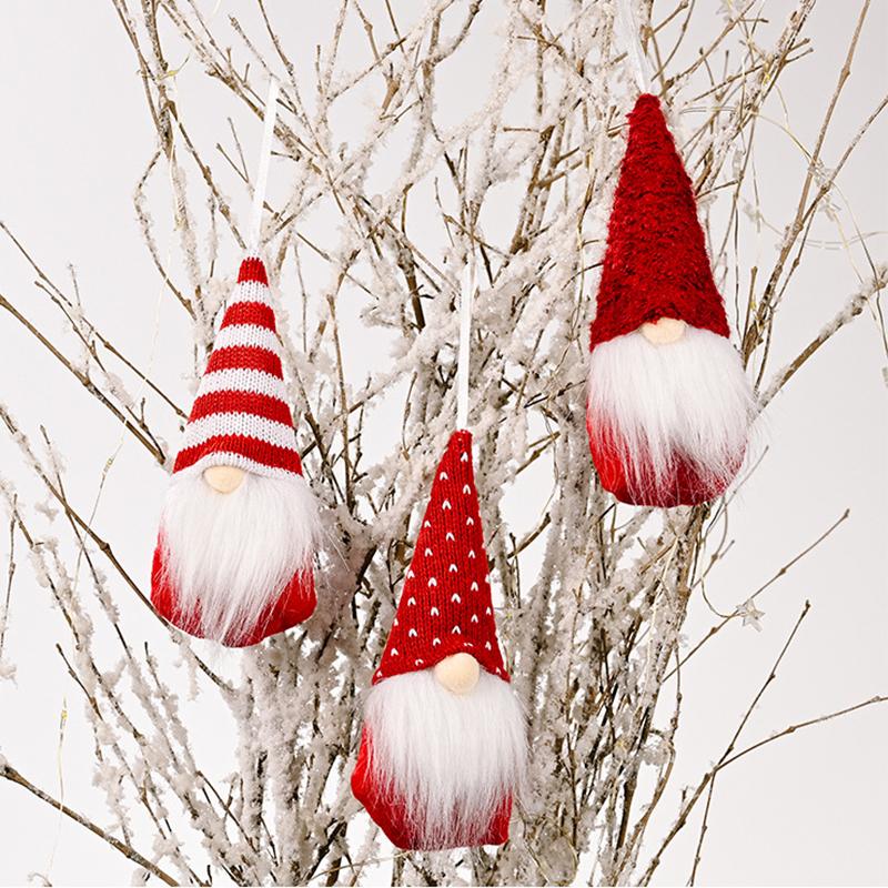 3Pcs Christmas Tree Hanging Gnome Plush Gonk Santa Doll Pendants Xmas Decoration