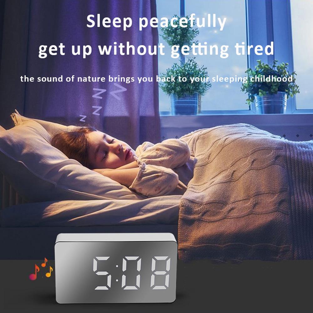 Led Mirror Alarm Clock Mini Home Decorative Electronic Digital Alarm Display Time Night Desktop USB Clock Desk Bedroom Decor