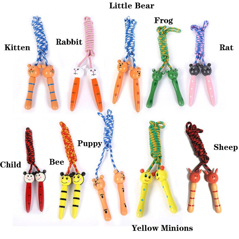 3PCS Of Children's Skipping Rope Wooden Handle Exercise Fitness Cute CartoonAnimal Skipping Rope Exercise Fitness Equipment