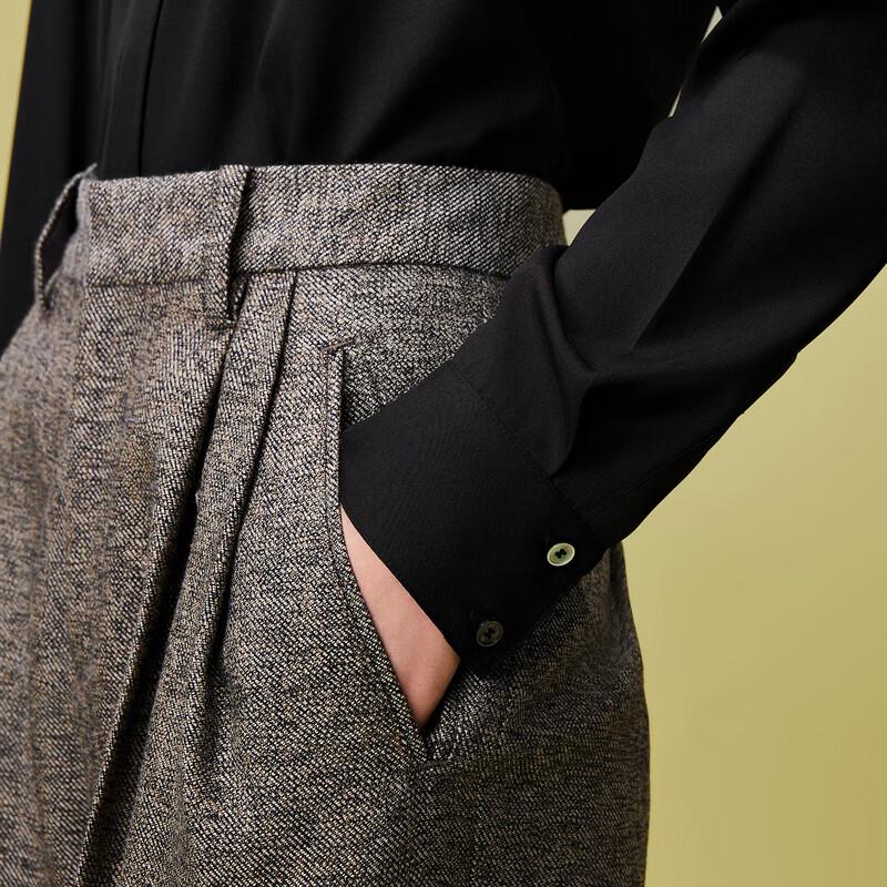 LESS 2024 Spring Lamb Wool Tweed Pants