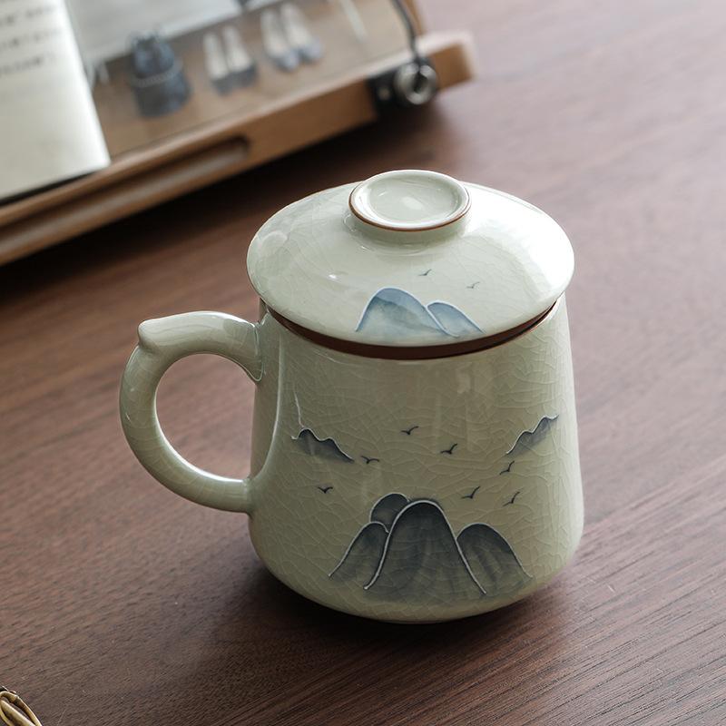 Hand-Painted Ceramic Teacup, Tea Separation Cup, Personal Special Office Cup, High-End Tea Cup Gift